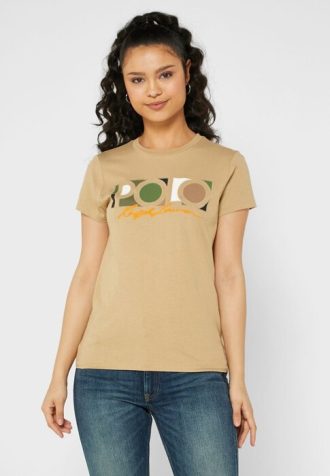 Hnědá dámská trička Ralph Lauren s kulatým výstřihem