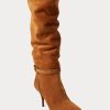 Hnědé dámské vysoké semišové boty z teletiny Ralph Lauren Zoe