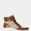 Hnědé dámské vysoké tenisky Ralph Lauren Rylee Monogram Jacquard Hnědé dámské vysoké tenisky Ralph Lauren Rylee Monogram Jacquard