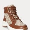 Hnědé dámské vysoké tenisky Ralph Lauren Rylee Monogram Jacquard Hnědé dámské vysoké tenisky Ralph Lauren Rylee Monogram Jacquard