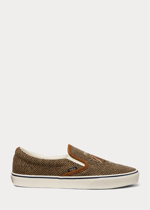Hnědé / hnědé pánské nazouvací tenisky Ralph Lauren Keaton Tweed Hnědé / hnědé pánské nazouvací tenisky Ralph Lauren Keaton Tweed