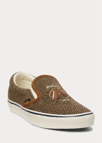 Hnědé / hnědé pánské nazouvací tenisky Ralph Lauren Keaton Tweed