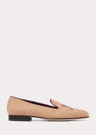 Hnědé/hnědé pánské společenské boty Ralph Lauren Alonzo Glen kostkované tvídové