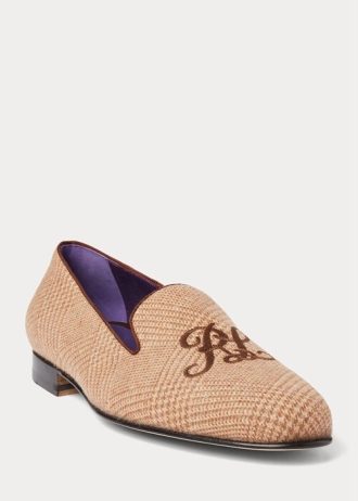 Hnědé/hnědé pánské společenské boty Ralph Lauren Alonzo Glen kostkované tvídové