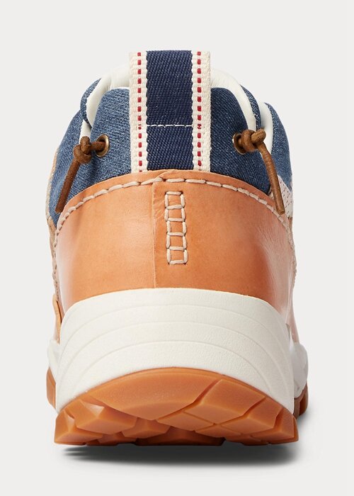 Hnědá / Indigo Pánská kůže Ralph Lauren Harmon & Džínové tenisky Hnědá / Indigo Pánská kůže Ralph Lauren Harmon & Džínové tenisky