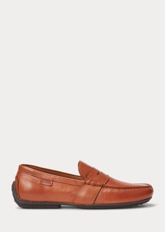 Hnědé pánské boty Ralph Lauren Reynold Leather Driver pro volný čas