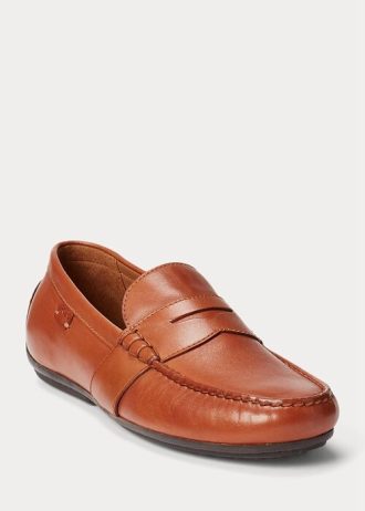 Hnědé pánské boty Ralph Lauren Reynold Leather Driver pro volný čas