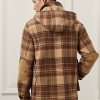 Hnědé pánské bundy Ralph Lauren Nichols z kostkované vlny