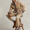 Hnědé pánské bundy Ralph Lauren Twill s páskem