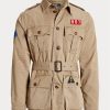 Hnědé pánské bundy Ralph Lauren Twill s páskem