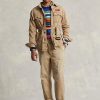 Hnědé pánské bundy Ralph Lauren Twill s páskem