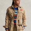 Hnědé pánské bundy Ralph Lauren Twill s páskem