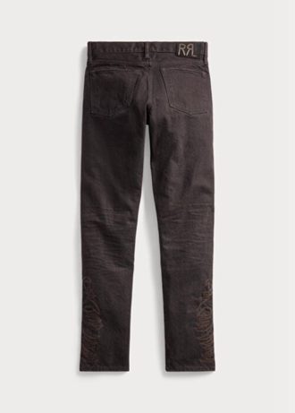 Hnědé pánské džíny Ralph Lauren Slim Narrow Fit Black Resin Rinse