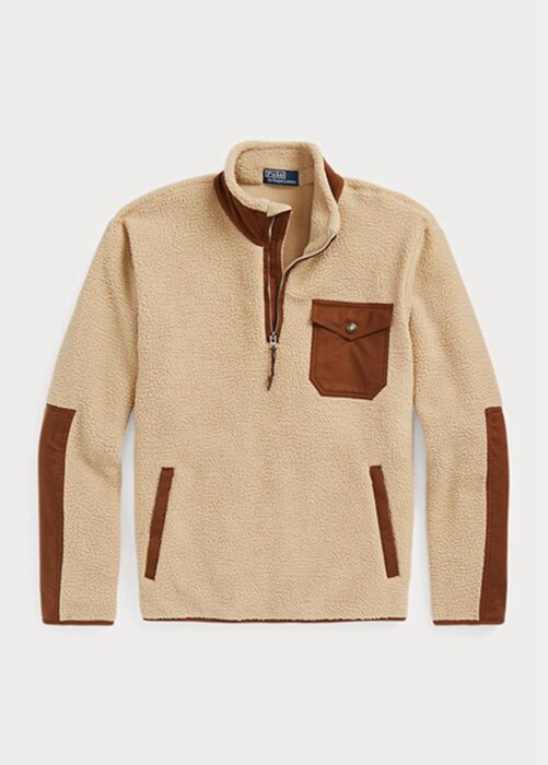 Hnědá pánská hybridní mikina Ralph Lauren Hybrid Pullover se čtvrt zipem Hnědá pánská hybridní mikina Ralph Lauren Hybrid Pullover se čtvrt zipem