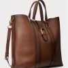 Hnědé pánské kabelky Ralph Lauren Welington z leštěné telecí kůže