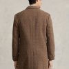 Hnědé pánské kabáty Ralph Lauren z lehké vlny s rybí kostí Hnědé pánské kabáty Ralph Lauren z lehké vlny s rybí kostí
