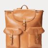 Hnědé pánské kožené batohy Ralph Lauren Heritage