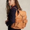 Hnědé pánské kožené batohy Ralph Lauren Heritage
