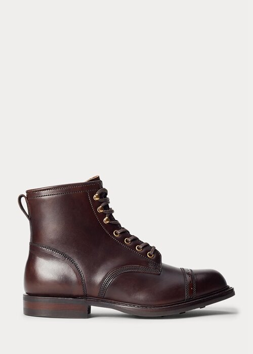 Hnědé pánské kožené boty Ralph Lauren Hnědé pánské kožené boty Ralph Lauren