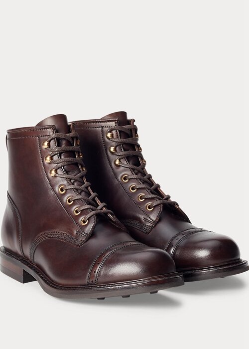Hnědé pánské kožené boty Ralph Lauren Hnědé pánské kožené boty Ralph Lauren