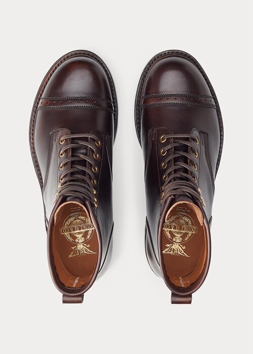 Hnědé pánské kožené boty Ralph Lauren Hnědé pánské kožené boty Ralph Lauren