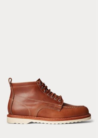 Hnědé pánské kožené šněrovací boty Ralph Lauren