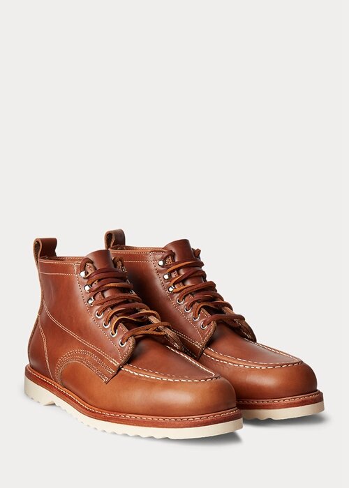 Hnědé pánské kožené šněrovací boty Ralph Lauren Hnědé pánské kožené šněrovací boty Ralph Lauren