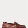 Hnědé pánské kožené penny mokasíny Ralph Lauren Edric