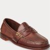 Hnědé pánské kožené penny mokasíny Ralph Lauren Edric