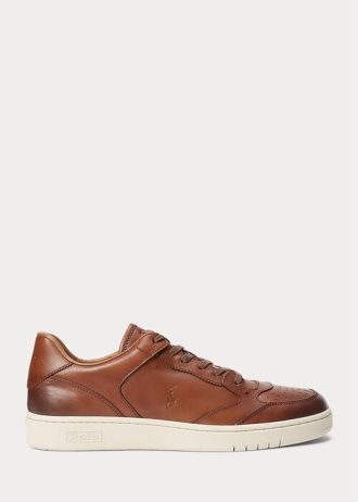 Hnědé pánské kožené tenisky Ralph Lauren Court