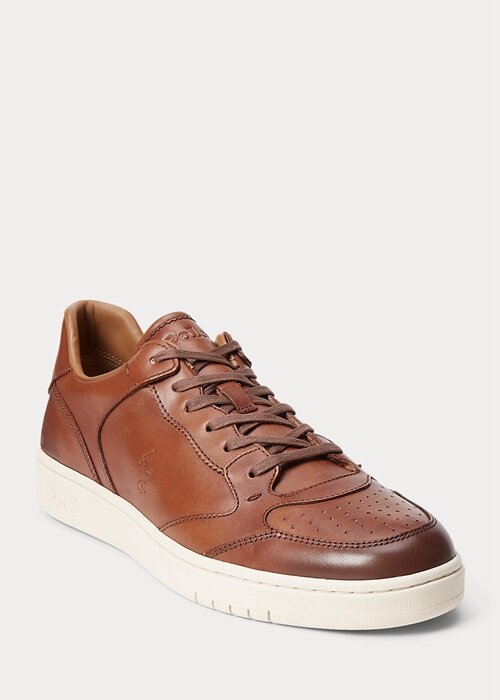 Hnědé pánské kožené tenisky Ralph Lauren Court Hnědé pánské kožené tenisky Ralph Lauren Court