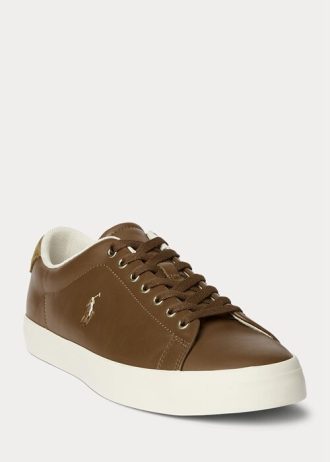Hnědé pánské kožené tenisky Ralph Lauren Longwood