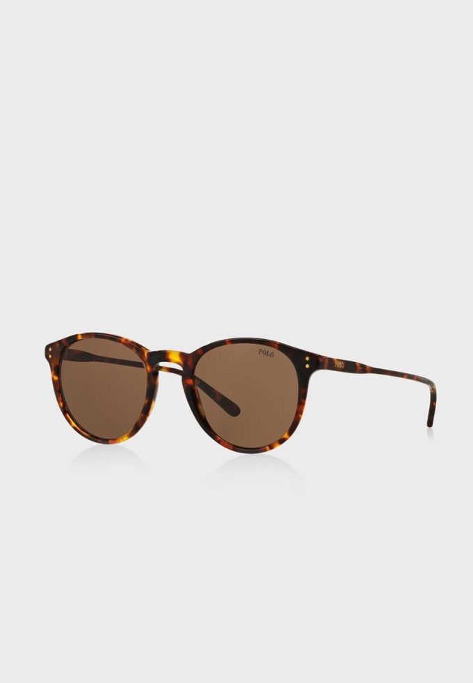 Hnědé pánské kulaté sluneční brýle Ralph Lauren 0Ph4110