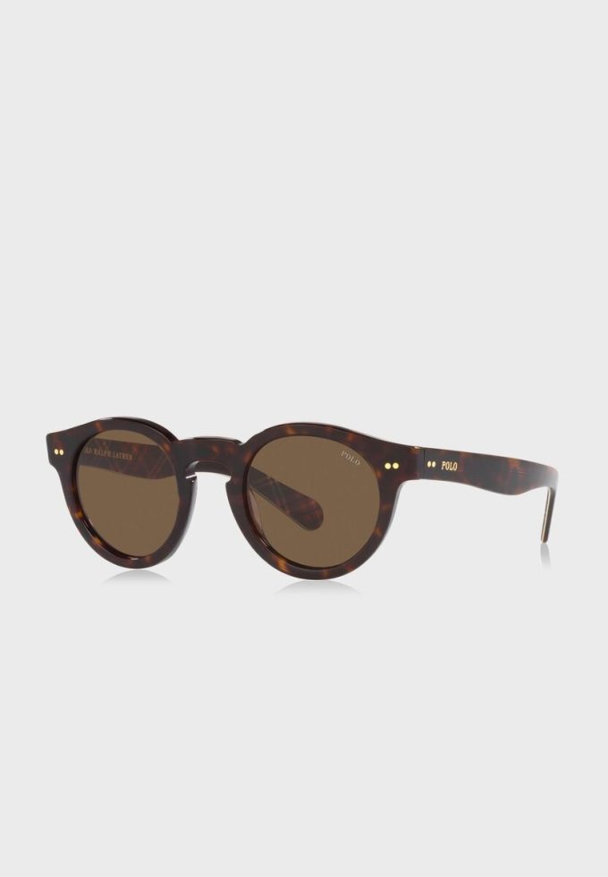 Hnědé pánské kulaté sluneční brýle Ralph Lauren 0Ph4165