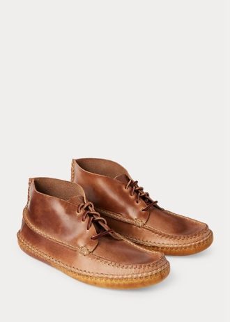 Hnědé pánské mokasínové boty Ralph Lauren z kůže ve stylu Chukka