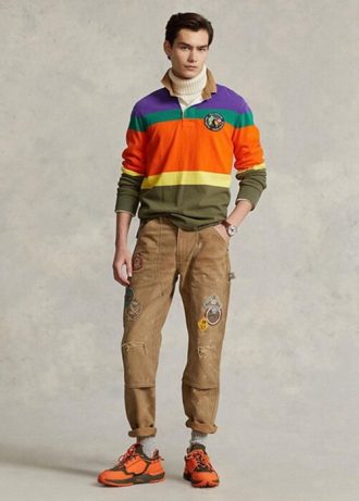 Hnědé pánské plátěné kalhoty Ralph Lauren Relaxed Fit Distressed