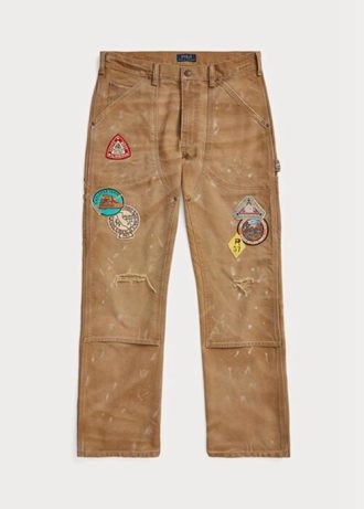 Hnědé pánské plátěné kalhoty Ralph Lauren Relaxed Fit Distressed