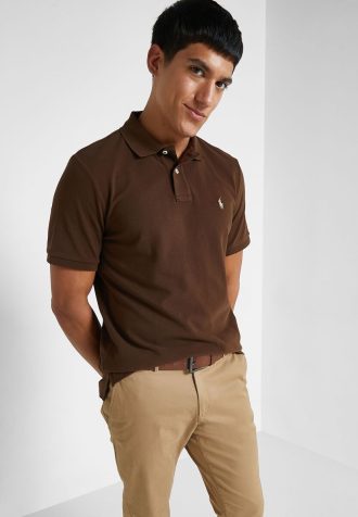 Hnědé pánské polokošile Ralph Lauren Classic Fit Essential Hnědé pánské polokošile Ralph Lauren Classic Fit Essential