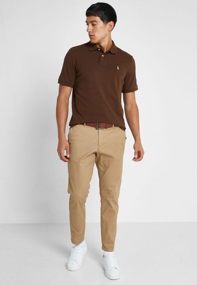 Hnědé pánské polokošile Ralph Lauren Classic Fit Essential