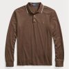 Hnědé pánské polokošile Slim Fit Birdseye Ralph Lauren Custom Hnědé pánské polokošile Slim Fit Birdseye Ralph Lauren Custom