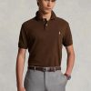 Hnědé pánské polokošile Slim Fit Mesh Ralph Lauren Custom Hnědé pánské polokošile Slim Fit Mesh Ralph Lauren Custom