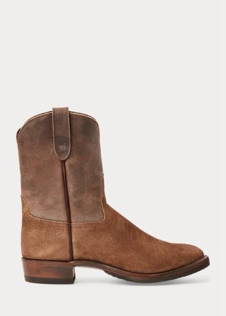 Hnědé pánské Ralph Lauren Roughout Suede & Kožené boty