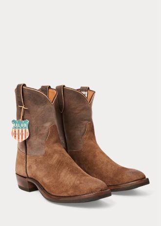 Hnědé pánské Ralph Lauren Roughout Suede & Kožené boty