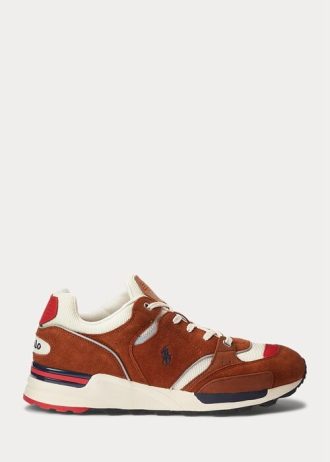 Hnědé pánské Ralph Lauren Trackster 200 Suede & Síťované tenisky