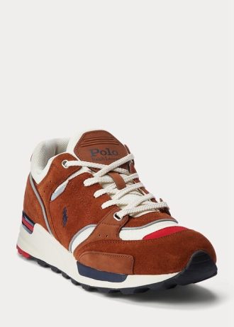 Hnědé pánské Ralph Lauren Trackster 200 Suede & Síťované tenisky