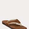 Hnědé pánské semišové žabky Ralph Lauren Grosgrain-Trim Hnědé pánské semišové žabky Ralph Lauren Grosgrain-Trim