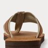 Hnědé pánské semišové žabky Ralph Lauren Grosgrain-Trim Hnědé pánské semišové žabky Ralph Lauren Grosgrain-Trim