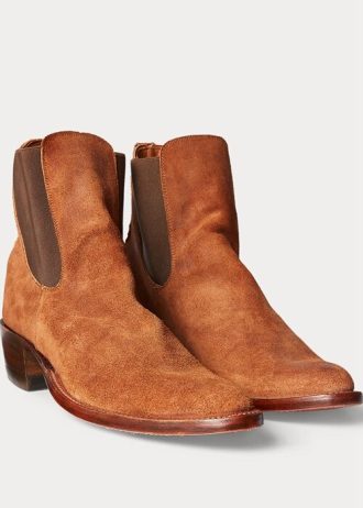 Hnědé pánské semišové boty Chelsea Ralph Lauren Plainview