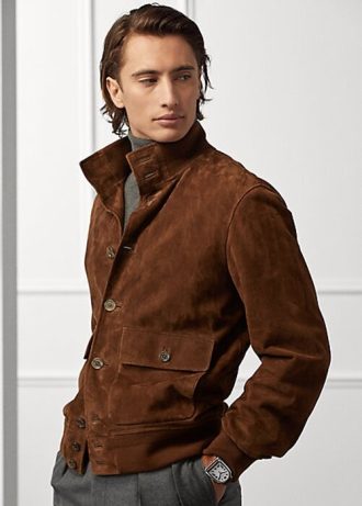 Hnědé pánské semišové bundy Ralph Lauren Hayworth