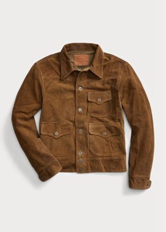 Hnědé pánské semišové bundy Ralph Lauren Roughout